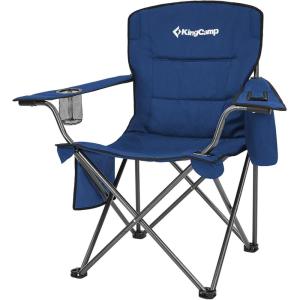 imageKingCamp Oversized Folding Camping Chair for Adults Portable Outdoor Lawn Chair Heavy Duty with Cooler Cup Holder Side Pocket Carry Bag Support 300lbsBlue