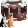 imageKingCamp Dog Playpen Portable Foldable Cat Kitten Puppy Tent Crates 29quot36quot50quot Pop Up Pet Playpen with Zippered Bottom ampamp Cover for Indoor Outdoor Use Medium BlackPlaypen Khaki
