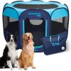 imageKingCamp Dog Playpen Portable Foldable Cat Kitten Puppy Tent Crates 29quot36quot50quot Pop Up Pet Playpen with Zippered Bottom ampamp Cover for Indoor Outdoor Use Medium BlackPlaypen Blue
