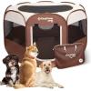 imageKingCamp Dog Playpen Portable Foldable Cat Kitten Puppy Tent Crates 29quot36quot50quot Pop Up Pet Playpen with Zippered Bottom ampamp Cover for Indoor Outdoor Use Medium BlackPlaypen Khaki