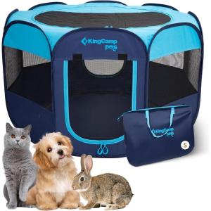 imageKingCamp Dog Playpen Portable Foldable Cat Kitten Puppy Tent Crates 29quot36quot50quot Pop Up Pet Playpen with Zippered Bottom ampamp Cover for Indoor Outdoor Use Medium BlackPlaypen Blue