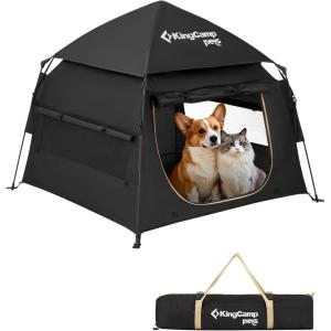 imageKingCamp Dog Playpen Portable Foldable Cat Kitten Puppy Tent Crates 29quot36quot50quot Pop Up Pet Playpen with Zippered Bottom ampamp Cover for Indoor Outdoor Use Medium BlackTent Black Upgraded
