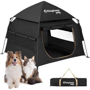 imageKingCamp Dog Playpen Portable Foldable Cat Kitten Puppy Tent Crates 29quot36quot50quot Pop Up Pet Playpen with Zippered Bottom ampamp Cover for Indoor Outdoor Use Medium BlackTent Black