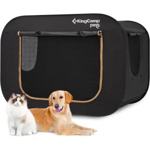 imageKingCamp Dog Playpen Portable Foldable Cat Kitten Puppy Tent Crates 29quot36quot50quot Pop Up Pet Playpen with Zippered Bottom ampamp Cover for Indoor Outdoor Use Medium BlackCrate Black