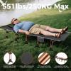 imageKingcamp Camping Cot Portable Sleeping Cot for Adults Heavy Duty 81quotx 30quot Oversized Camp Cots with Pocket Folding Outdoor Camping Bed for Travel Camp Beach HikeOutdoor and Indoor UseBlackGoldLightweightload Capacity 551 Lbs