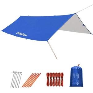 imageKingCamp Camping Tarp Waterproof Hammock Rain Fly Portable Camping Sunshade for Beach Picnic Outdoor Activities  Ultralight Camping Gear Must Haves Backpacking Tent Tarp Easy to Set UpBlue 1010ft