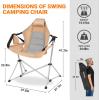 imageKingCamp Hammock Camping Chair Swinging Portable Folding Camp Chairs for Adults 400lbs Heavy Duty Foldable Oversized Rocker with Aluminum Alloy Frame Cup Holder Pillow for Outdoor Patio SportDeluxe KhakiGrey