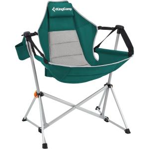imageKingCamp Hammock Camping Chair Swinging Portable Folding Camp Chairs for Adults 400lbs Heavy Duty Foldable Oversized Rocker with Aluminum Alloy Frame Cup Holder Pillow for Outdoor Patio SportGreen
