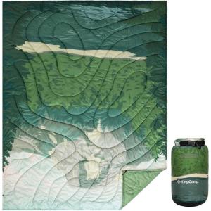 image:imageKingCamp Ultralight Camping Blanket Packable Down Alternative Puffy Wearable Blankets Weatherproof Warm Package Quilt with Snap Buttons for Outdoor Hiking Travel Picnic Stadium 69L x 53W BlackScenictrailgreen