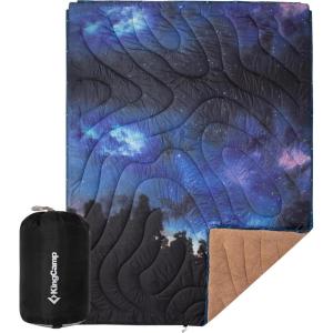 image:imageKingCamp Ultralight Camping Blanket Packable Down Alternative Puffy Wearable Blankets Weatherproof Warm Package Quilt with Snap Buttons for Outdoor Hiking Travel Picnic Stadium 69L x 53W BlackSherpastarrysky