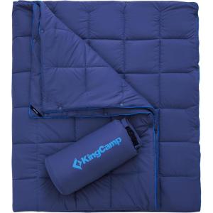 image:imageKingCamp Ultralight Camping Blanket Packable Down Alternative Puffy Wearable Blankets Weatherproof Warm Package Quilt with Snap Buttons for Outdoor Hiking Travel Picnic Stadium 69L x 53W BlackPuretrailnavy