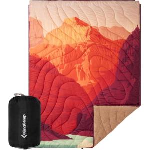 image:imageKingCamp Ultralight Camping Blanket Packable Down Alternative Puffy Wearable Blankets Weatherproof Warm Package Quilt with Snap Buttons for Outdoor Hiking Travel Picnic Stadium 69L x 53W BlackSherpaorange