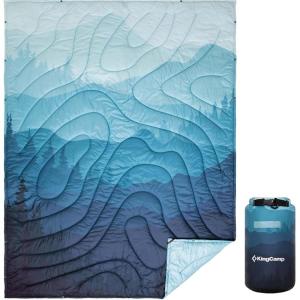 image:imageKingCamp Ultralight Camping Blanket Packable Down Alternative Puffy Wearable Blankets Weatherproof Warm Package Quilt with Snap Buttons for Outdoor Hiking Travel Picnic Stadium 69L x 53W BlackScenictrailcyan