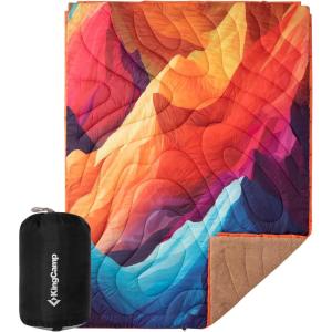 image:imageKingCamp Ultralight Camping Blanket Packable Down Alternative Puffy Wearable Blankets Weatherproof Warm Package Quilt with Snap Buttons for Outdoor Hiking Travel Picnic Stadium 69L x 53W BlackSherpapeak