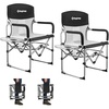 image:imageKingCamp Camping Director Chair for Adults 2 Pack Heavy Duty Folding Lawn Chair for Outside with Side Table Mesh Back Padded Armrest Support 300 lbs for Outdoor Beach Backyard