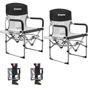 image:imageKingCamp Camping Director Chair for Adults 2 Pack Heavy Duty Folding Lawn Chair for Outside with Side Table Mesh Back Padded Armrest Support 300 lbs for Outdoor Beach Backyard