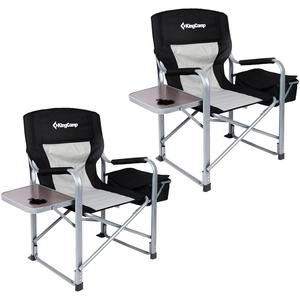 image:imageKingCamp Folding Directors HeavyDuty Camping Chair with Side Table amp Cooler Bag Supports 350 lbs for Fishing Barbecue Picnic Any Other Outdoor and Indoor Activities Oversize BlackGrey2 Pack